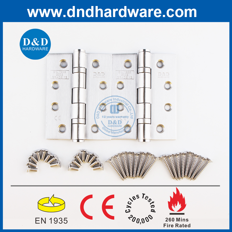 Quality fire rated door 3 Hours Stainless steel201 2 ball bearing butt fire rated CE hinges for metal and wooden door-DDSS001-4X3X3