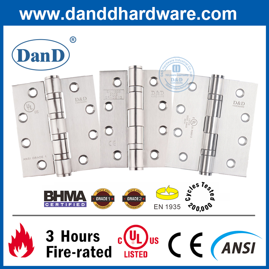 SS304 UL Listed Fire Proof Butt Hinge for Metal Door-DDSS001-FR-4X3X3
