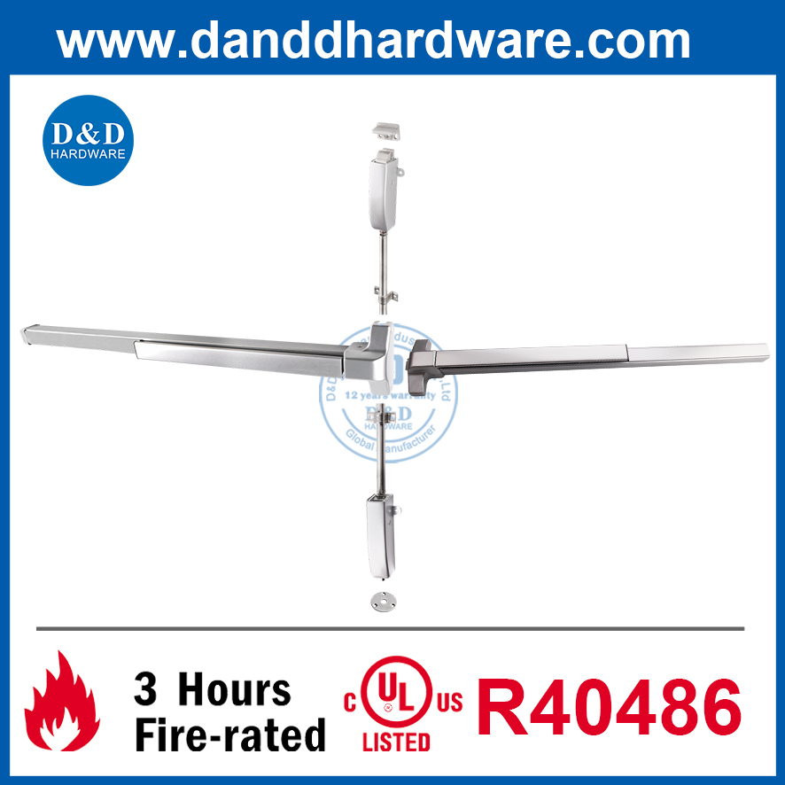 UL Listed Stainless Steel 304 commercial fire rated single door hardware rim push touch bar panic exit device-DDPD003