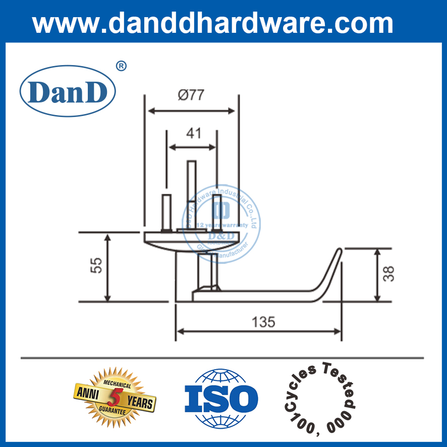 SS304 EN1634 Fire Rated exit door panic device outside lever trim lock handle-DDPD012