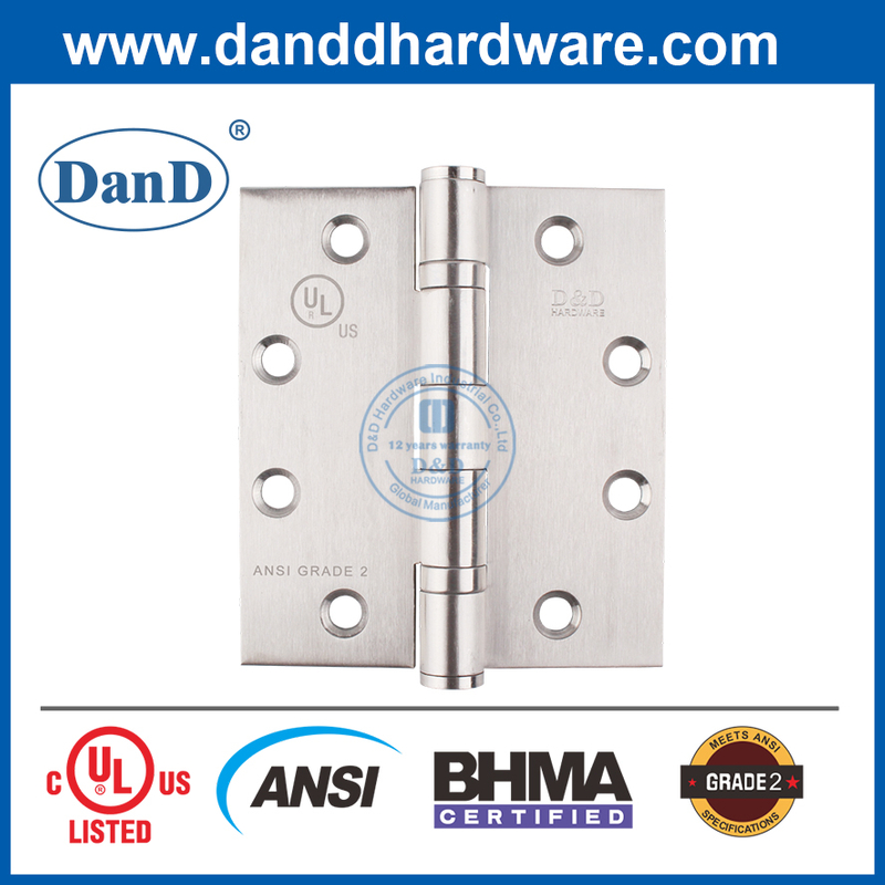 ANSI / BHMA UL GRADE 2 Fire Rated-SS304 Heavy Duty 2BB Butt Hinge-4.5x4.5x3.4mm