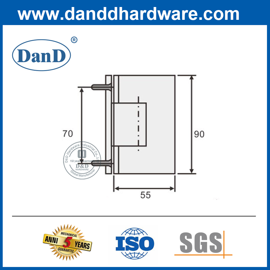 Wall To Glass Glass Shower Door Hinge for Bathroom Door-DDGH001