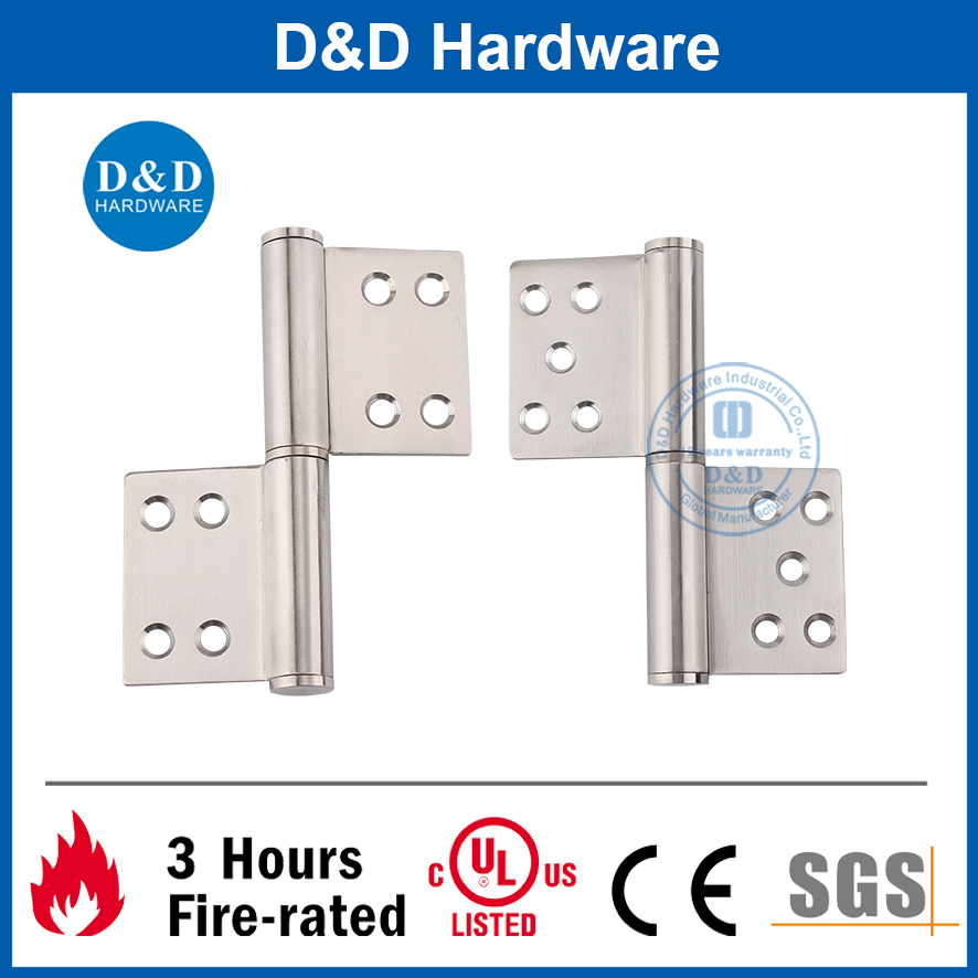 SS304 Stain Finish Fire Rated Flag Hinge for Internal Wooden Door-DDSS030A-5X4X3
