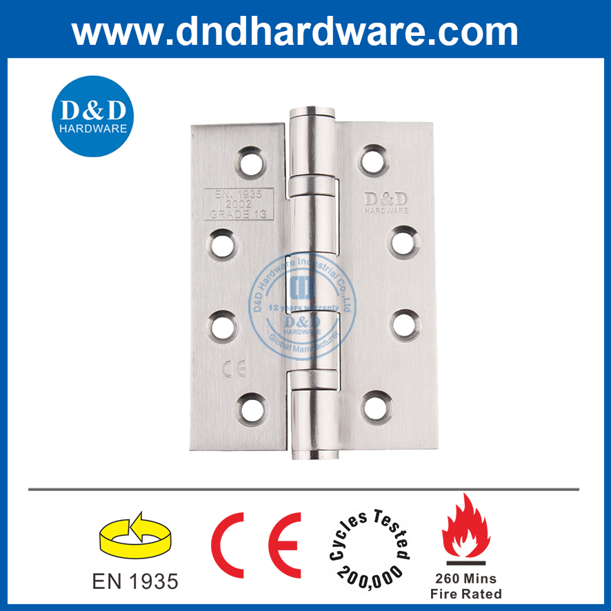 Quality fire rated door 3 Hours Stainless steel201 2 ball bearing butt fire rated CE hinges for metal and wooden door-DDSS001-4X3X3