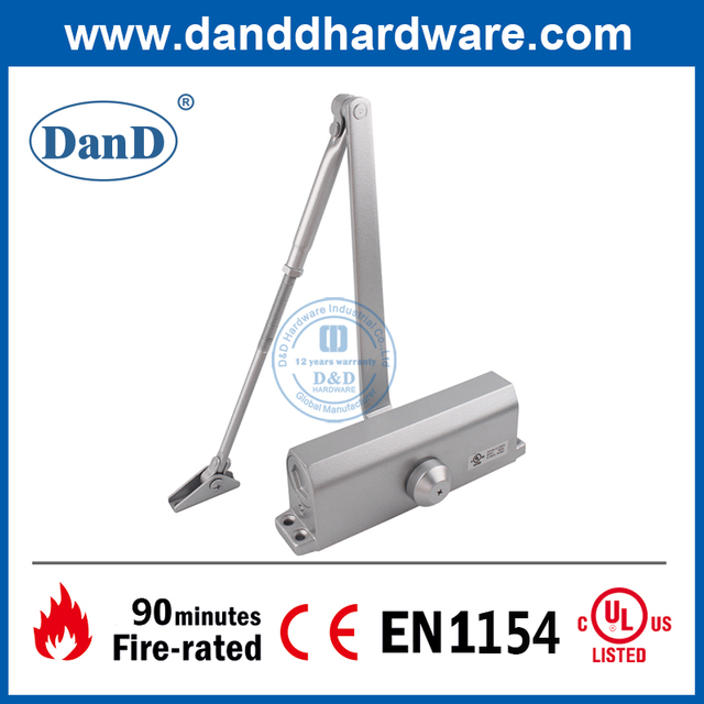 UL Listed Aluminium Alloy Two Speed 60-80KGS Fire Rated Door Closer with CE for Metal Door