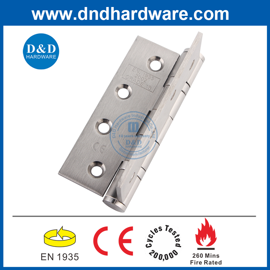 Quality fire rated door 3 Hours Stainless steel201 2 ball bearing butt fire rated CE hinges for metal and wooden door-DDSS001-4X3X3