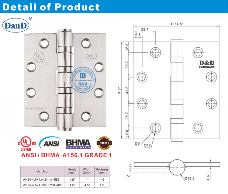 ANSI Grade 1 Heavy Duty Door Hinge