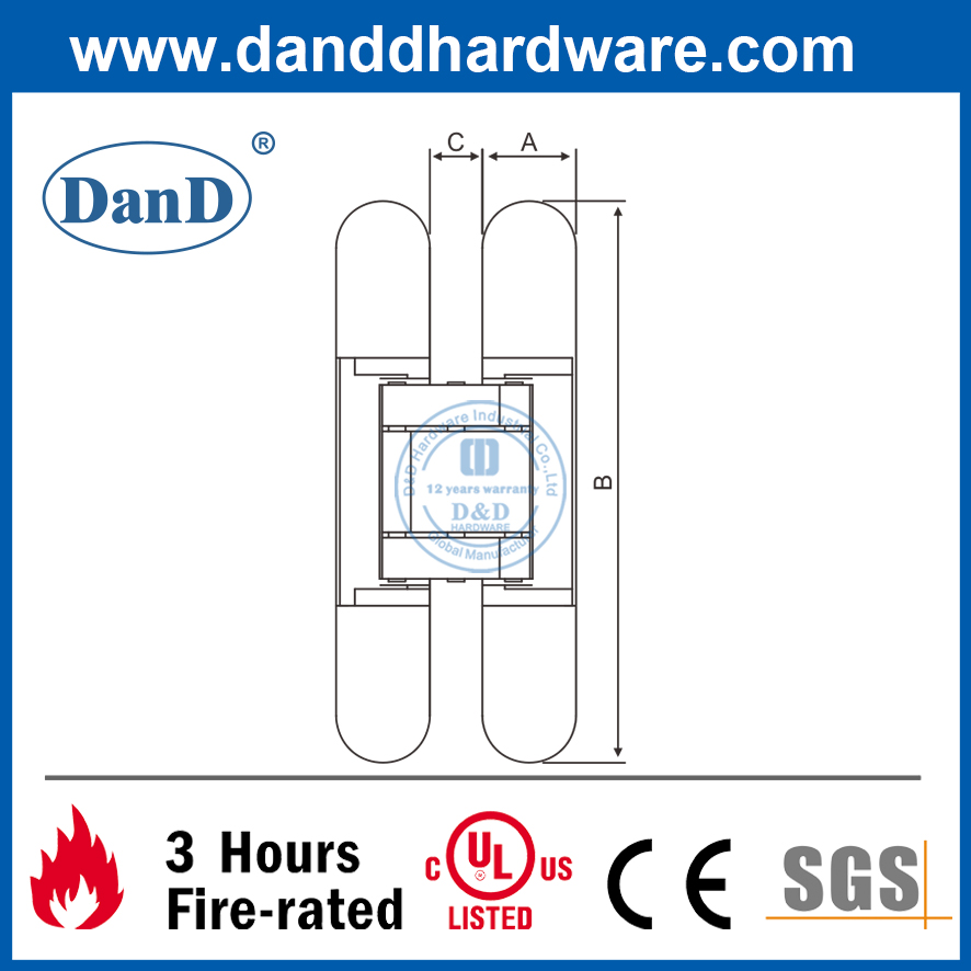 Black Sanding heavy duty 3D Adjustable Office Building Door Concealed Hinge-DDCH008-G80