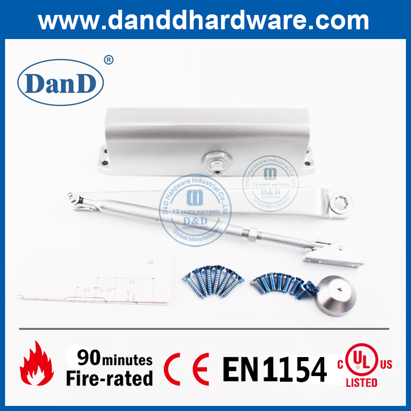 UL Listed Aluminium Alloy Two Speed 60-80KGS Fire Rated Door Closer for Metal Door-DDDC016