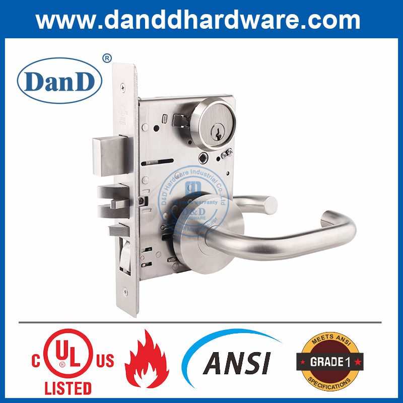 SS304 UL ANSI Grade 1 Fire Rated Building Double Safety Mortise Lock-DDAL20 F20