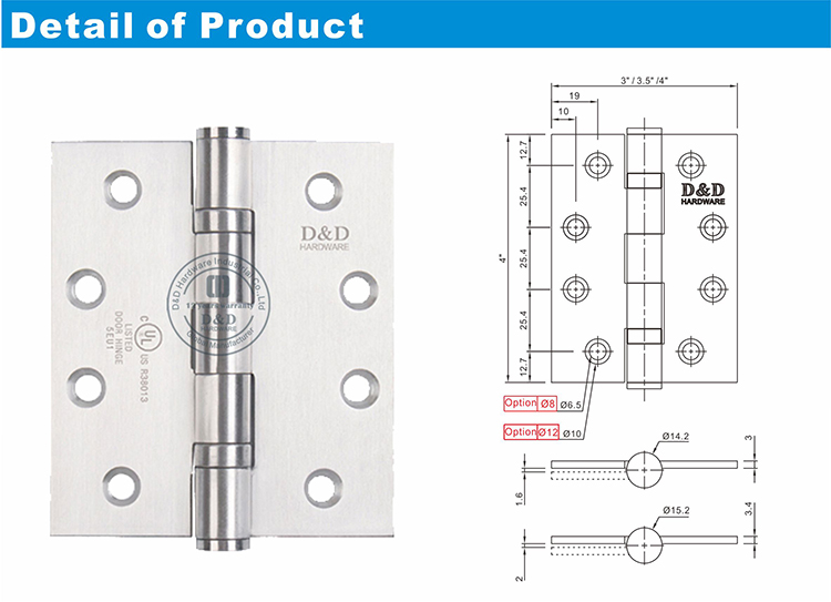 Fire rated door hinge DDSS001-UL