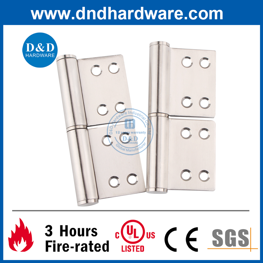 SS304 Stain Finish Fire Rated Flag Hinge for Internal Wooden Door-DDSS030A-5X4X3