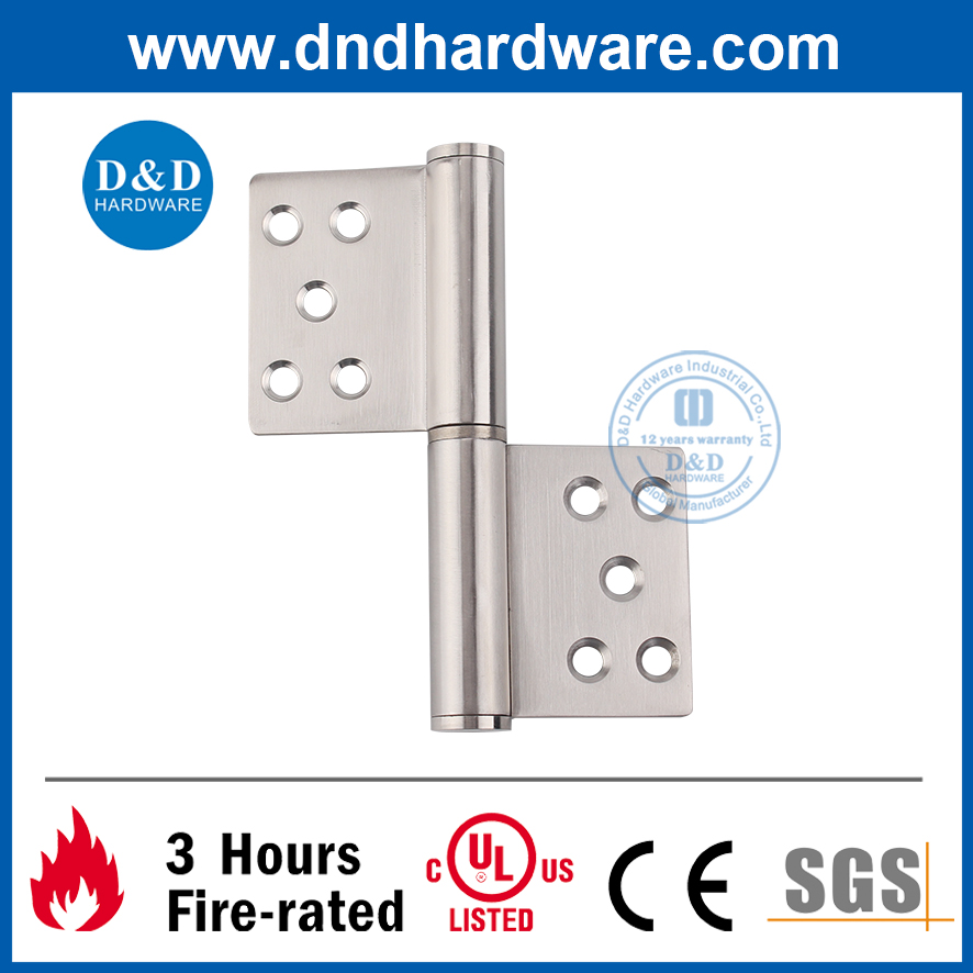 SS304 Stain Finish Fire Rated Flag Hinge for Internal Wooden Door-DDSS030A-5X4X3