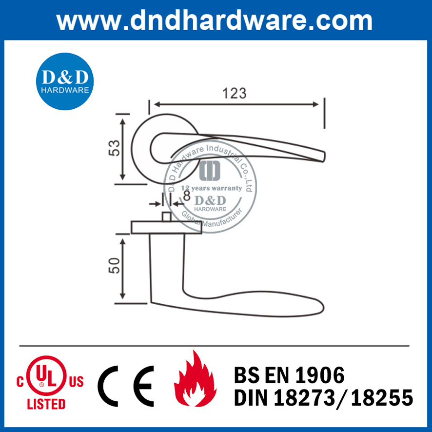 Stainless Steel 316 internal Doors Solid Lever Handle –DDSH001