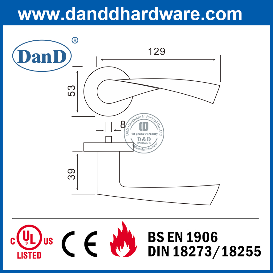 Investment Cast Solid Stainless Steel internal wooden door hardware Interior door lock knob handle-DDSH002