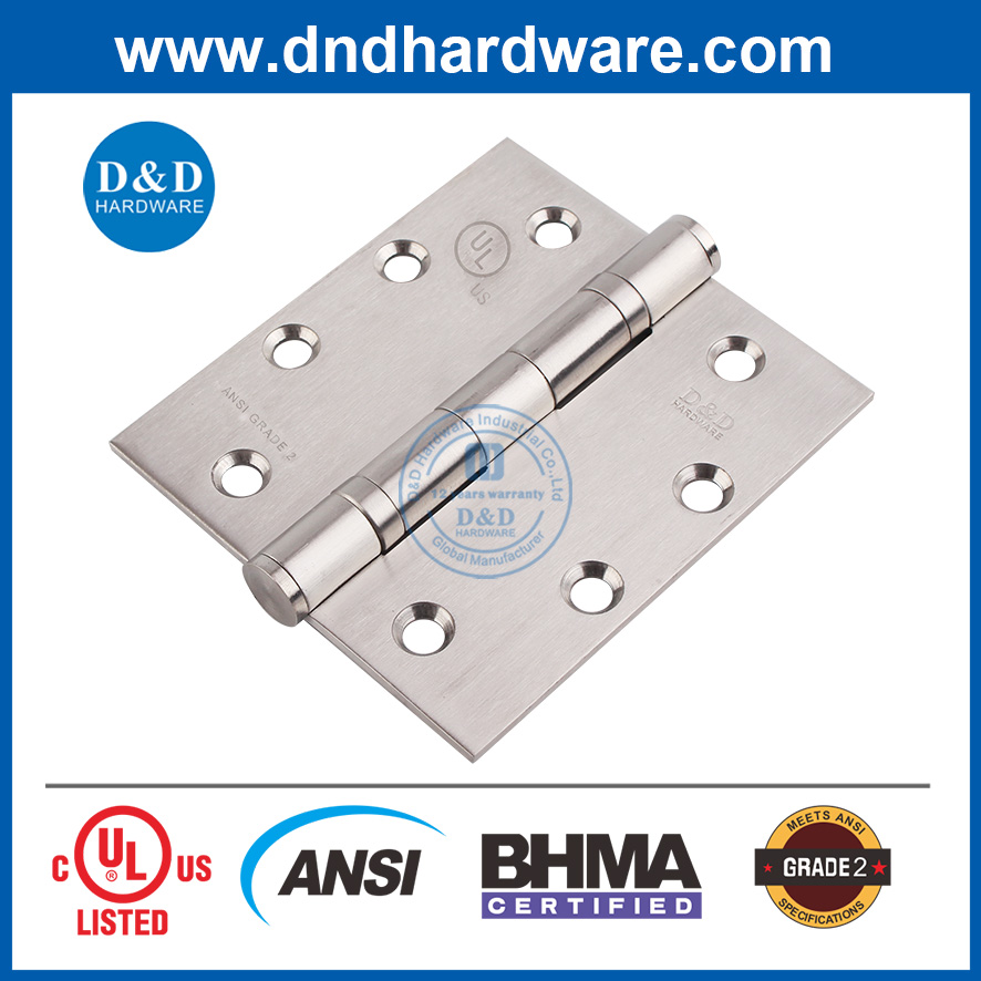 ANSI / BHMA UL GRADE 2 Fire Rated-SS304 Heavy Duty 2BB Butt Hinge-4.5x4.5x3.4mm