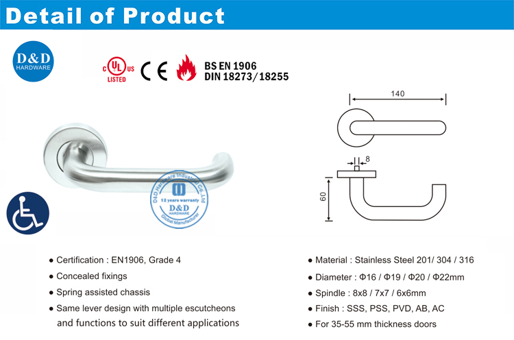 Door Lever Handle-DDTH001-D&D Hardware